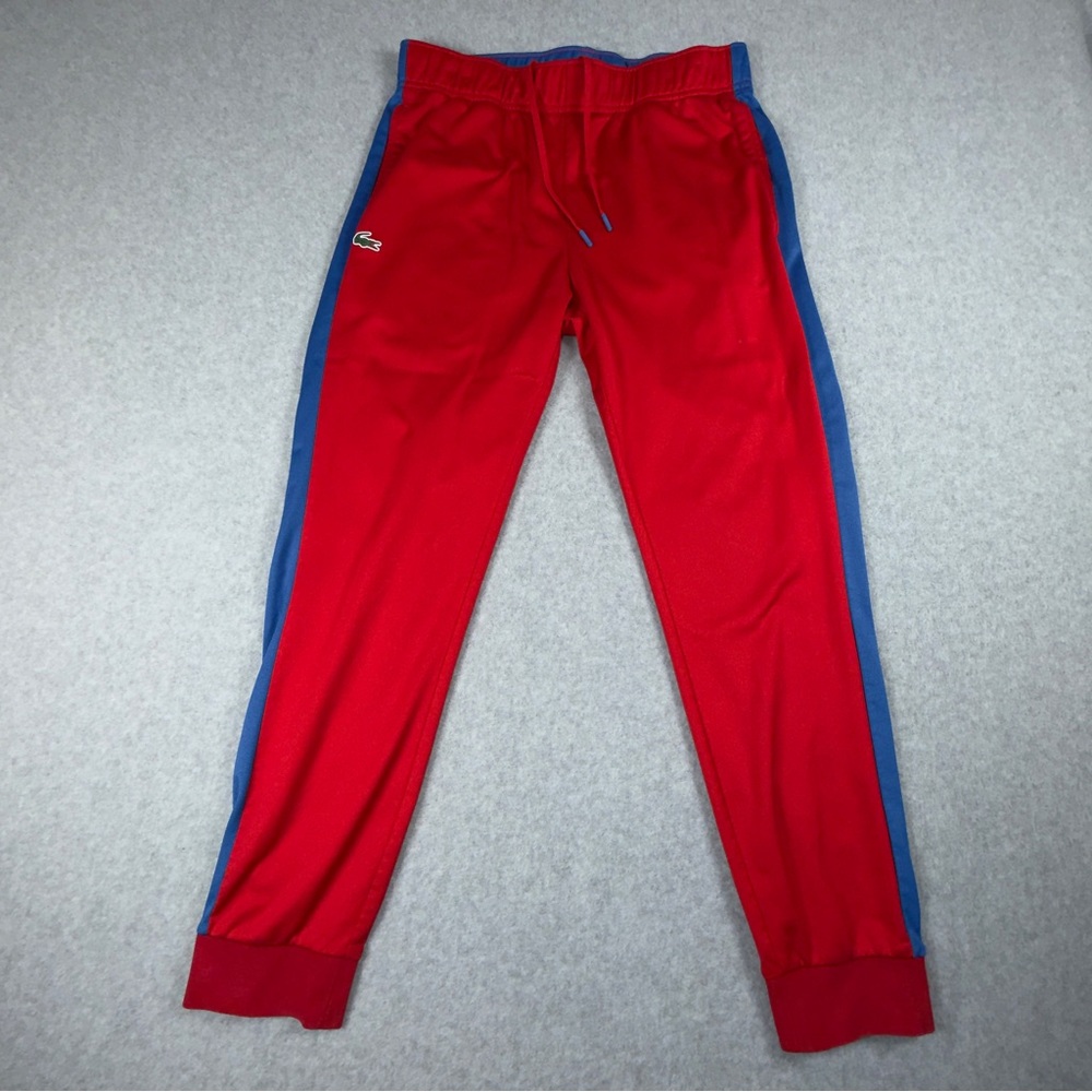 🐊LACOSTE SPORT🐊 Track Athletic Pants Zip RED WHITE BLUE